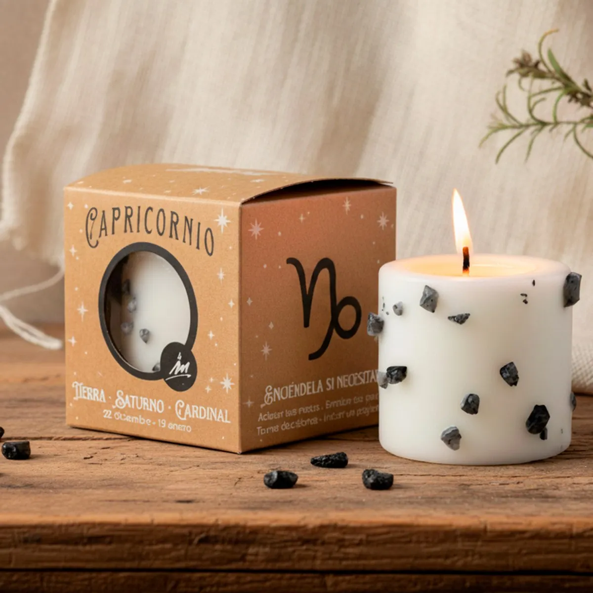 Vela Zodiaco Capricornio con Obsidiana – Disciplina, Éxito y Protección Energética — EGOZ