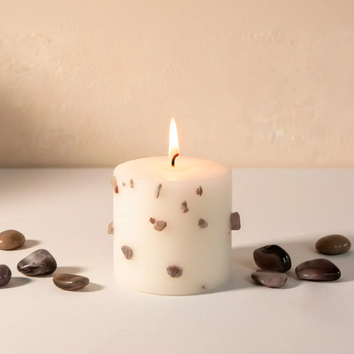 Vela Zodiaco Libra ♎ con Ágata Botswana – Equilibrio, Amor y Belleza Interior — EGOZ
